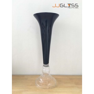 BLACK-H0310-72TL - Black Handmade Colour Vase